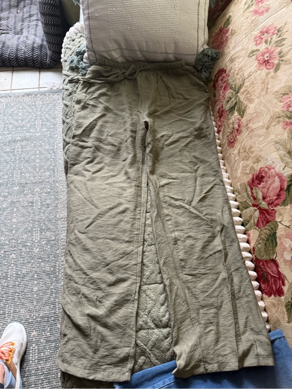 Olive Wide-Leg Lounge Pants
